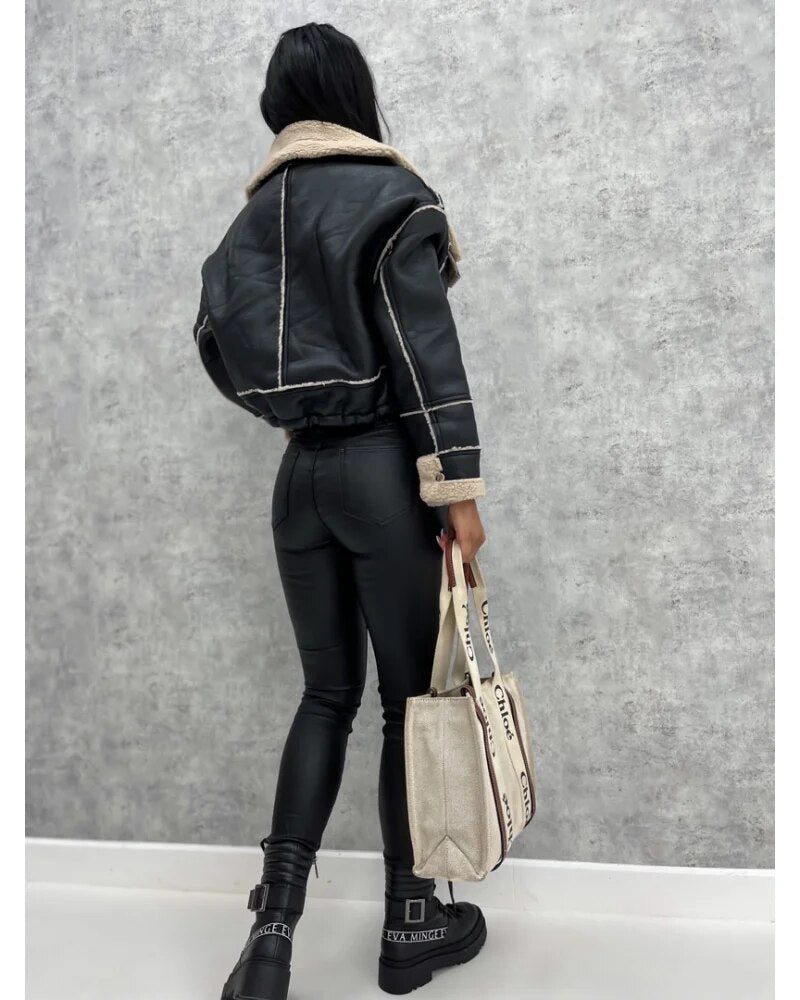 Lindsey aviator leather jacket